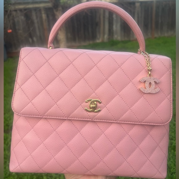 🌸🌸Chanel Vintage Kelly Caviar Pink 24K Gold plated hardware Top handle Bag - Picture 2 of 16